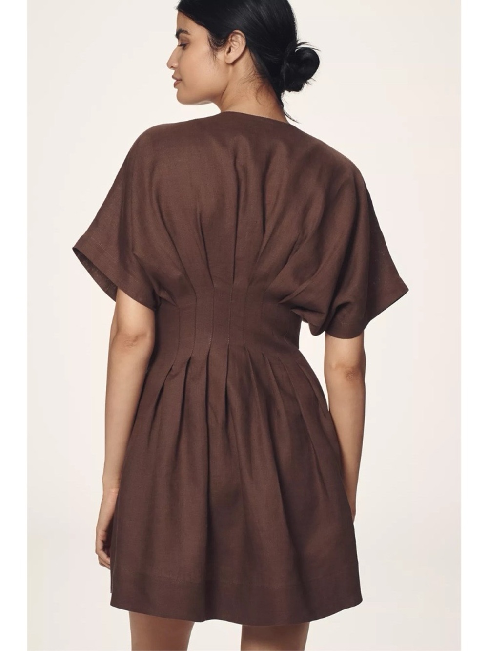 Exquise • Anthropologie Tobie Linen Pleated Mini Shirt Dress fit & flare - Picture 16 of 16